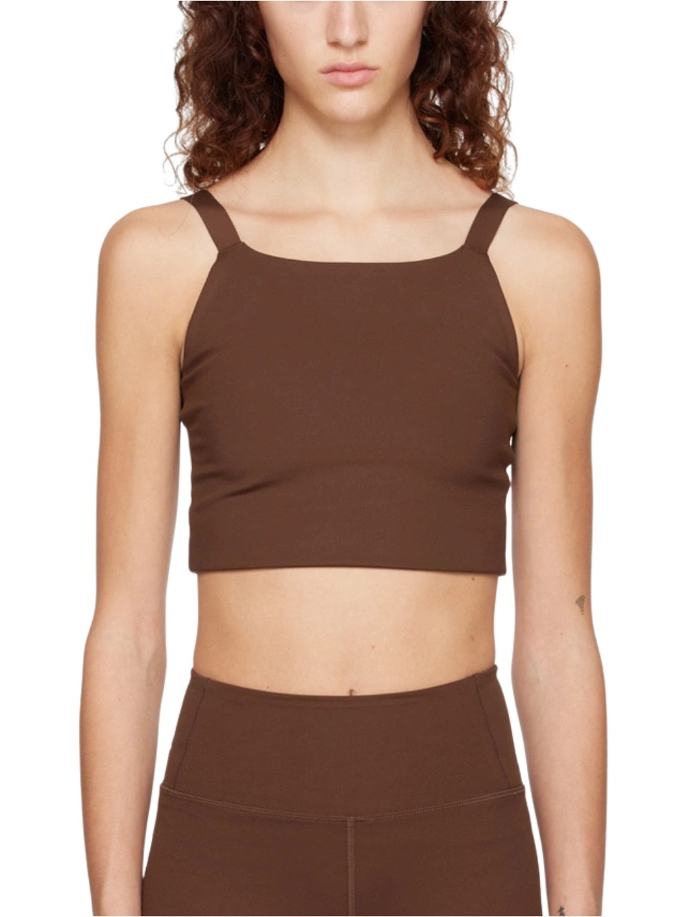 Girlfriend Collective Brown Mia High Neck Longline Sports Bra Medium